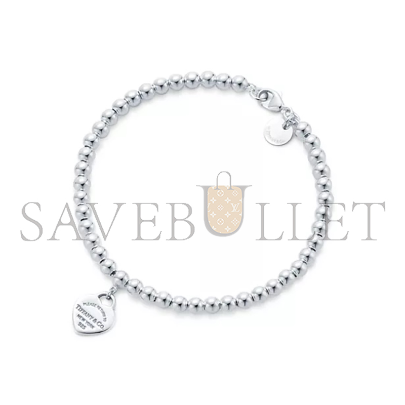 TIFFANY RETURN TO PINK HEART TAG BEAD BRACELET IN SILVER 4 MM 30978811